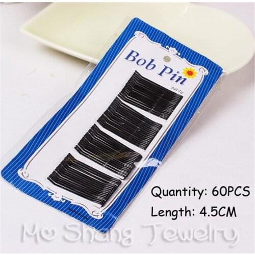 1 Pack 60PCS 4.5CM Black Hairpin Popularity Simple Straight Hair Ornaments Word Folder Bob Pin Hairpin for Hair Decoration