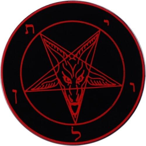 Inverted Pentagram with Sigil of Baphomet Goat Head Badge