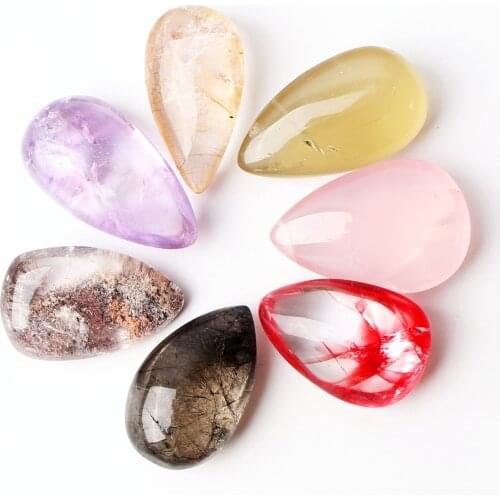 1pc Natural crystal Rosequartz amethyst Citrine Crystal Ghost Crystal Phantom Water drop Shaped Pendant Specimen Healing Charm