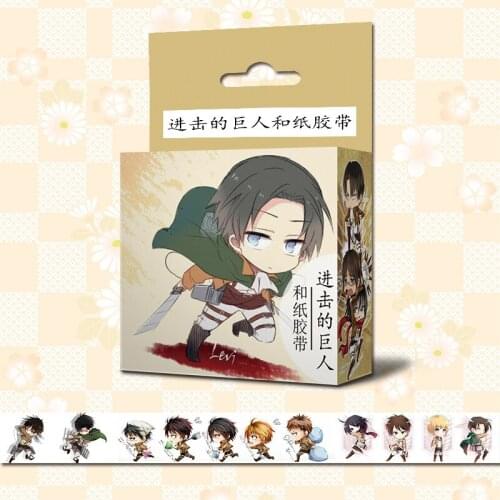 10 boxes/lot Anime Attack on Titan Washi Tape Adhesive Tape TOY Eren Jaeger Ackerman masking tapes Paper stickers 5M