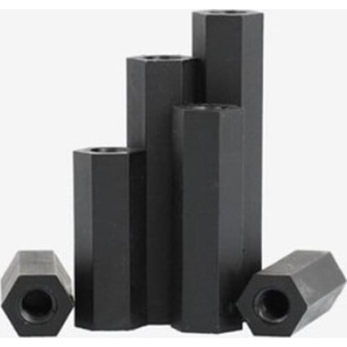 50pcs M3*5/6/7/8/9/10/12/15/18/20/25/30/35/40/45/50 Black plastic Pc female to female hex nylon standoff spacer