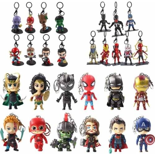 6-7-8 Pcs/Set Marvel Avengers Keyrings Super Hero Spiderman Ironman Venom Thor Mini Action Figure Model Toys Keychain Brinquedos