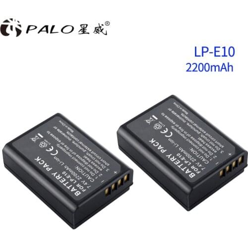 PALO 2pc LP-E10 LPE10 2200mAh 7.4V Digital Camera Battery LP E10 for Canon KISS X50 EOS 1100D 1200D 1300D