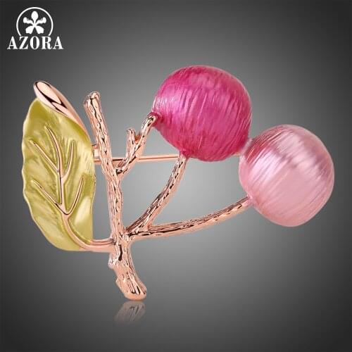 AZORA Multicolor Roast Paint Apple Tree Brooches and Pins for Women Fashion Jewelry Banquet Brooch Dress Coat Accessories TP0084