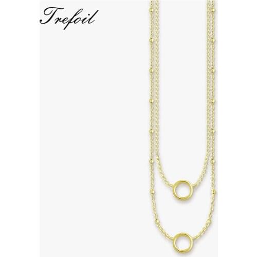Link Chain Necklace Double Charm Carrier, Fashion 925 Sterling Silver Jewelry Golden Gift For Women Girls 200 New Colar Feminino