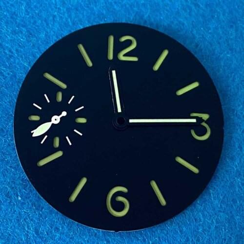Green Luminous 34.5mm Black Watch Dial With Pointers Watch Hands for ETA6497/ ST3600 Automatic Movement