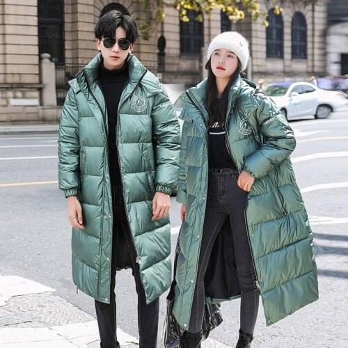 Long coat couple han edition with thick loose leisure cotton-padded clothes off the knee down cotton-padded jacket