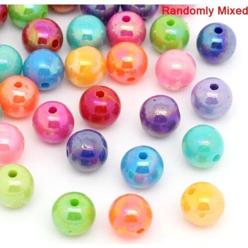 DoreenBeads Acrylic Beads Ball At Random AB Color Polished DIY Making Bracelets Earrings Handmade Jewelry About 8mm Dia, 300 PCs