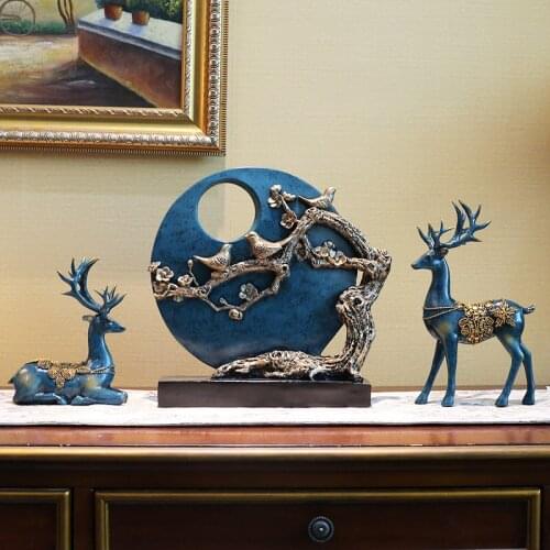 EUROPEAN STYLE RESIN DEER DECORATION ORNAMENTS HOME LIVINGROOM TABLE FIGURINES CRAFT HOTEL OFFICE DESKTOP FURNISHING ACCESSORIES