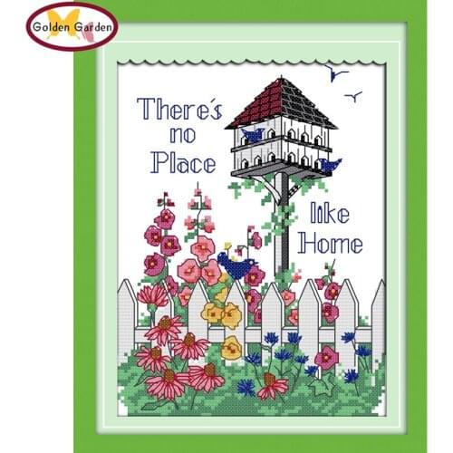 GG Warm Harbor Cross Stitch Pattern 11CT 14CT Painting Needlework Set Embroidery Kit Scenery Cross Stitching Home Decor