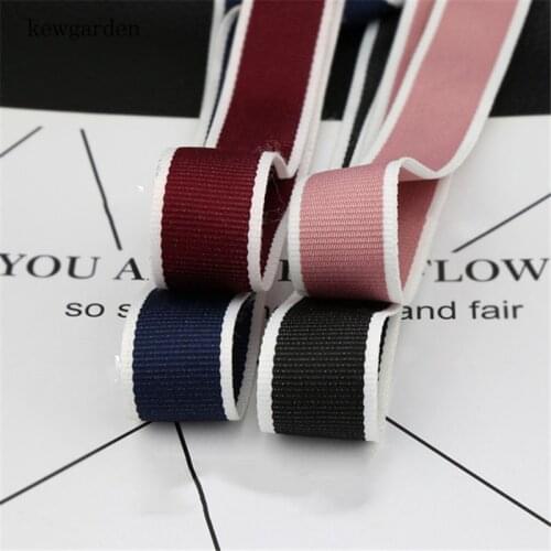 Kewgarden 25mm 1" 38mm 1.5" DIY Bowknot Denim Satin Ribbon White Edge Polyester Ribbons Handmade Tape Accessories 10 Yards