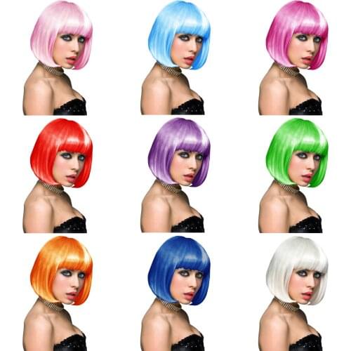 Short Green Fashion Halloween Straight Party Headwear Wigs