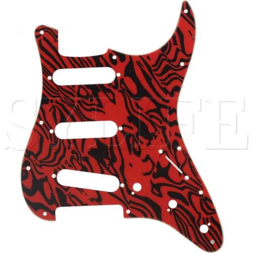 Red&Black Zebra PVC 11-Holes Musical SSS Electric Guitar Pickguard