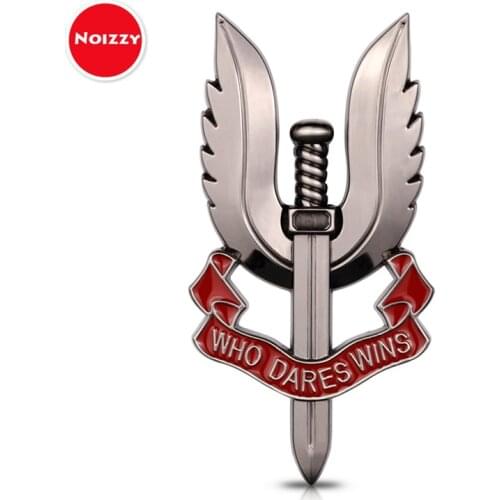 Noizzy Special Air Force Metal Badge Emblem 3D Military Car Sticker Who Dares Wins SAS Logo for Men Auto Decor Accessories Style