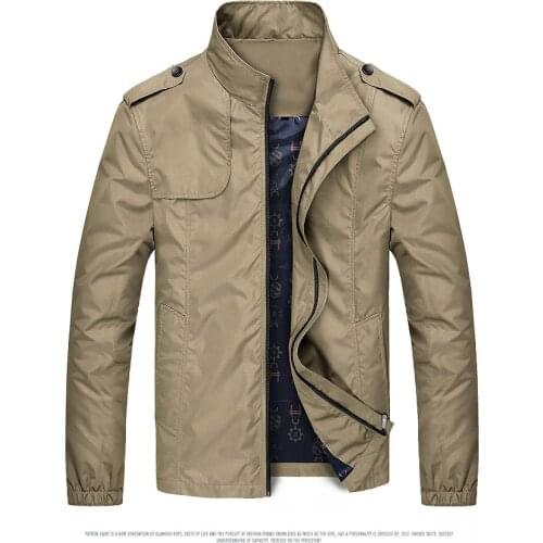 Autumn men fashion loose stand collar long sleeve water proof casual Trench male plus size basic design thin windbreaker