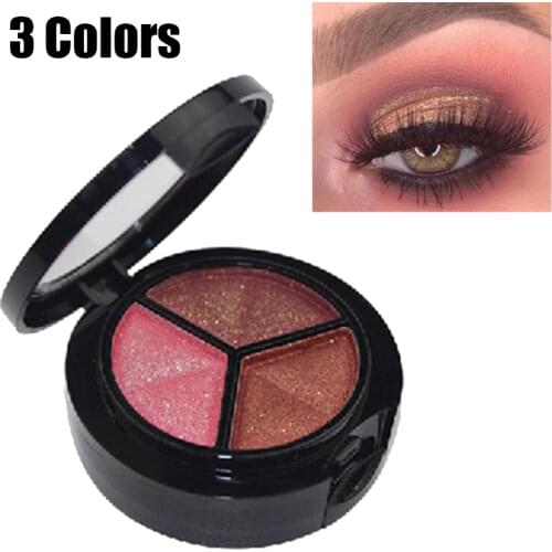 3 Colors Shimmer Glitter Eyeshadow Palette Bronzer Sliver Grey Metallic Smoky Nude Eyeshadow Matte Makeup Pigment Cosmetic