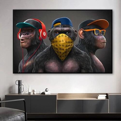 Masked Monkey Poster Muscular Orangutan Canvas Painting Chimp Wall Art Pictures Modern Living Room Bedroom Decoration Prints