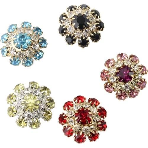 5PCS Diamante Buttons Sewing Buttons for Shirt Dress Garments Craft Hair Bow DIY