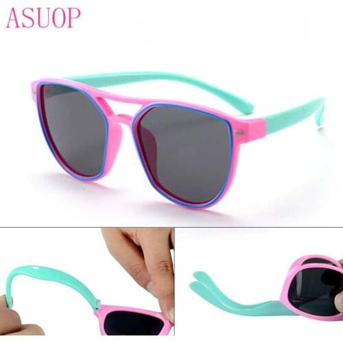 2019 new fashion polarized childrens sunglasses pilot silicone UV400 glasses classic retro brand design soft sunglasses