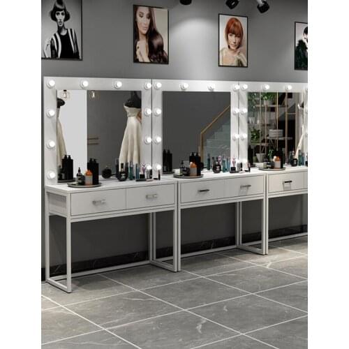 Gold steel and wood dressing table simple make-up modern studio school color make-up table wedding dress with lamp