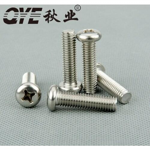 100 PCS of 304 stainless steel pan head screw cross round head machine silk screw M3 / M4