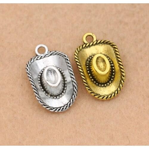 15pcs Antique Silver Plated Cow Boy Hat Charms Pendants fit Making Bracelet Necklace Jewelry Findings Jewelry Diy Craft 22x13mm
