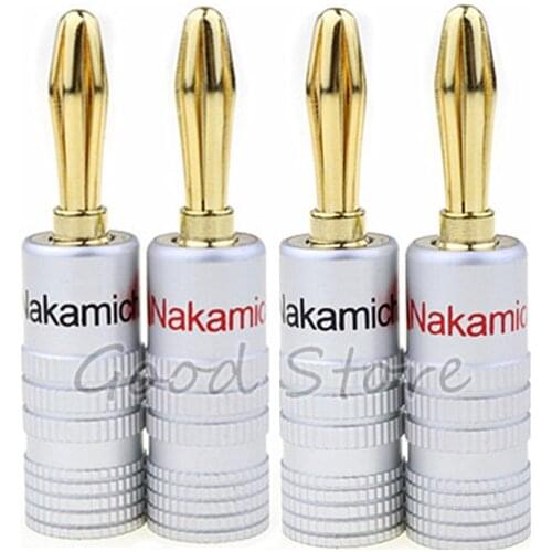 4pcs Banana Connector 4mm Nakamichi Speaker banana plugs 24K Copper gold plated 4mm Banana