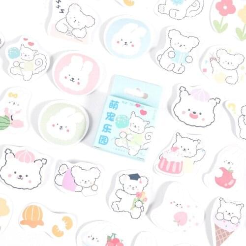 46pcs/Set kawaii Cartoon Pet Series Decorative Stationery Sticker Scrapbook DIY Diary Photo Album Cute Sticker Label Stationery