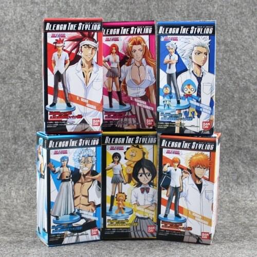 8Pcs/Lot Anime Bleach Toys Kurosaki Ichigo Kuchiki Rukia Aizen Sousuke Hitsugaya PVC Action Figures Model Toy Doll With Base