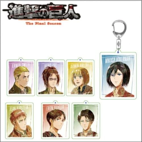 Anime Attack on Titan Eren Jager Mikasa Ackerman Acrylic Keychain Bag Charm Pendant Desktop Decorate Cosplay Transparent Square