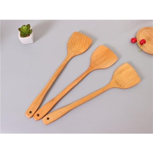 Non Stick Pancake Turner Natural Wooden Shovel Cooking Utensils Long Handle Spatula Kitchen Tool W9080