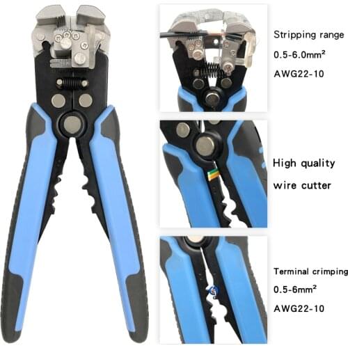 Automatic Wire Stripper SH-371 Pliers 0.5- 6mm2 AWG22 - 10 Terminal Crimping Kit Multifunctional Cable Cutter Stripping Tools