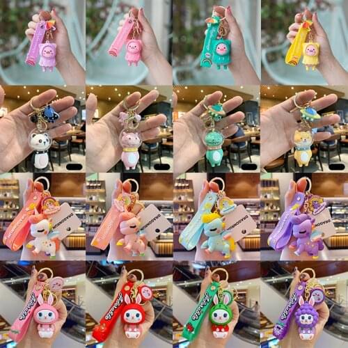 Cartoon Pig Unicorn Rabbit Keychain Cute Three-dimensional Striped Elephant Keychain Fun Phone Bag Car Pendant Key ring