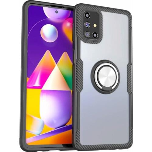 For Samsung Galaxy M31S Case Hard With Ring Stand Magnet Transparent Protective Cover case for samsung galaxy m31s phone shell