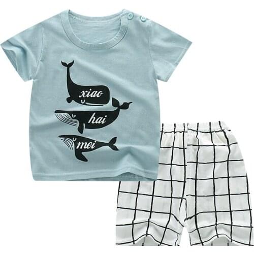 Children Boys Girls Suits 2017 New Cartoon Summer Boys Clothes T-shirts Shorts Children Clothing Set Cotton Kids Outfits