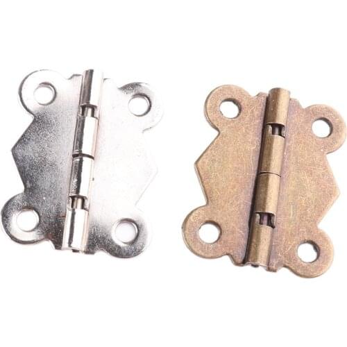 10 pcs Kitchen Cabinet Door Hinges Furniture Accessories 4 Holes Gold Drawer Hinges for Jewelry Boxes Furniture Fittings DIY