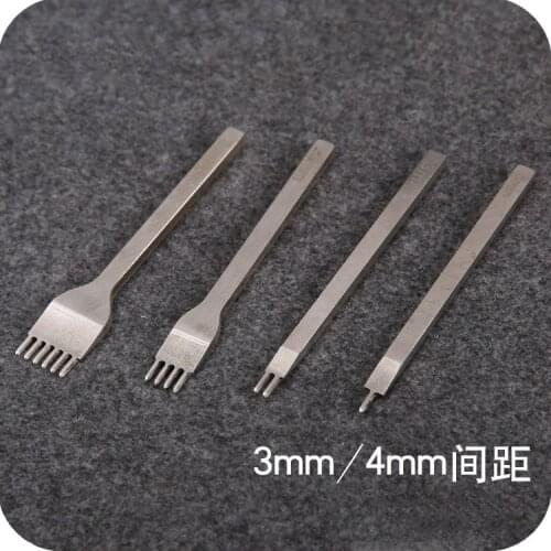 3-4-5mm spacing DIY handmade White steel EUR Leather Hole Puncher Flat cut Craft leather punching tools 1/2/4/6 teeth