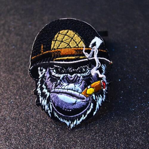 Hippie Punk Orangutan Patches For Clothing Iron On Embroidered Patches On Clothes Punk Rock Applique Sticker Patches For Jackets