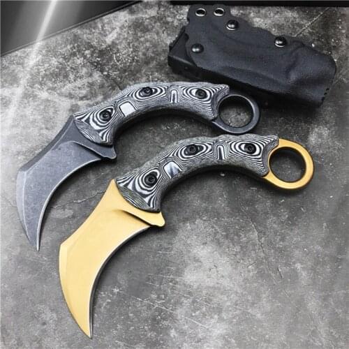 HS Tools Claws knife Outdoor Survival Tactical Hunting Camping Knives D2 Blade G10 Handle Fixed Blade cutter Training EDC Knife