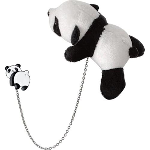 Panda Chain Brooch Cute Animals Durable Badge Hanging Buckle for Career Suit