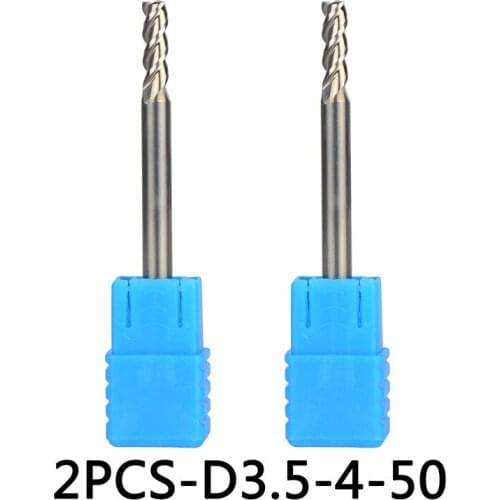 2pcs/lot D3.5-4-50 Tungsten Steel End Mills 3 Flute Flattened Head Milling Cutters Carbide End mills HRC45 Suitable for Aluminum