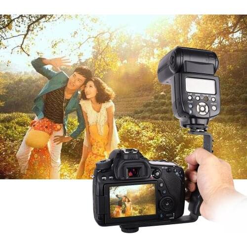 Flash Bracket DV bracket tray Dual Hot shoe L-shaped Flash Bracket for Canon Nikon DSLR Camera and Camcorders