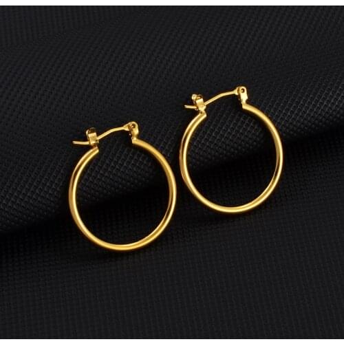 Anniyo 2.5cm Round Earrings for Women Girls Circle Stud Earrings Gold Color Jewelry Birthday Party Gift #246406
