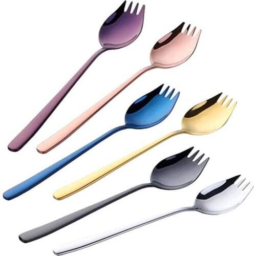 6 Colors Stainless Steel Spoon fork Ice Cream Fruit Dessert Spoon Tea Spoon Coffee Teaspoons Tableware Christmas Party Supplies