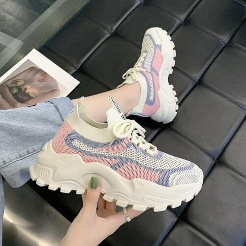 Mesh Chunky Sneakers 2021 Fashion Women Casual Sport Shoes Designer Female Traniners Platform Sneakers Breathable Summer Shoes