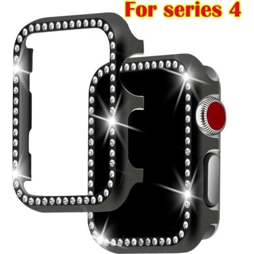 Bling Crystal Diamonds Aluminum Metal Cover for Apple Watch Case Series 6 5 4 Bumper shell 44 40mm for iwatch 3 2 1 Band 38 42