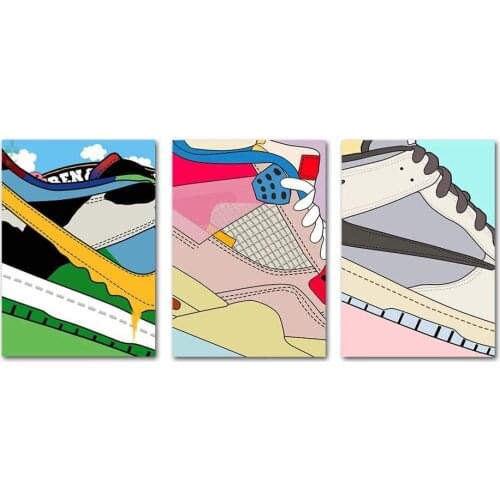 Fashion Air Sneaker Michael Shoes Painting Printed On Canvas Artwork Indoor Decoration