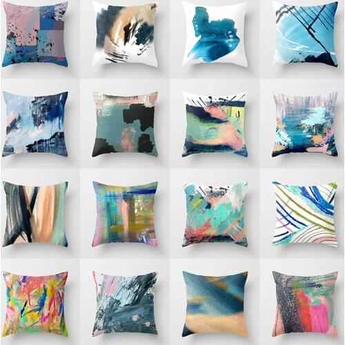Watercolor pattern in different colors pillow cases short plush high quality square thick pillow covers