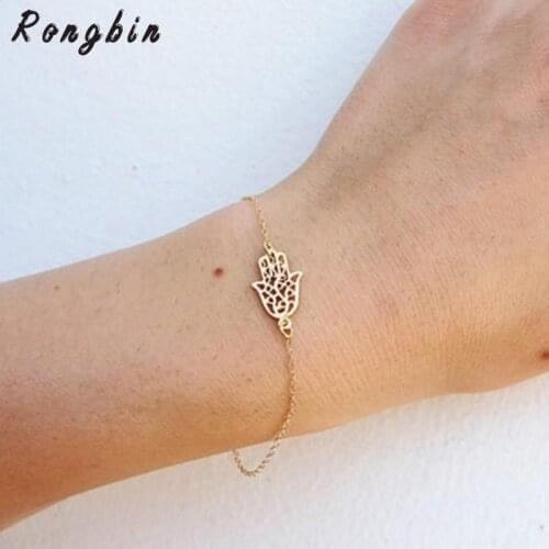 2019 New Simple Gold Chain Hamsa Bracelet For Women Fatima Hand Bracelet femme pulseras mujer Bijoux Jewelry
