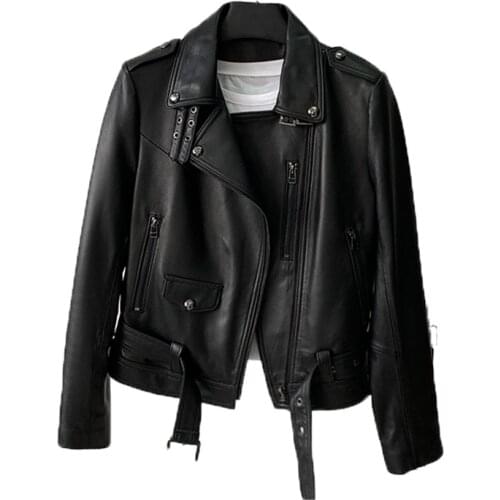 Genuine Leather 2020 spring new sheepskin leather jacket female leather short locomotive BF wind slim leather jacket tide